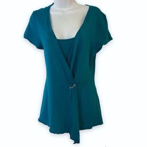 VTV Y2k Style & Co short sleeve style and co teal blue wrap shirt XL